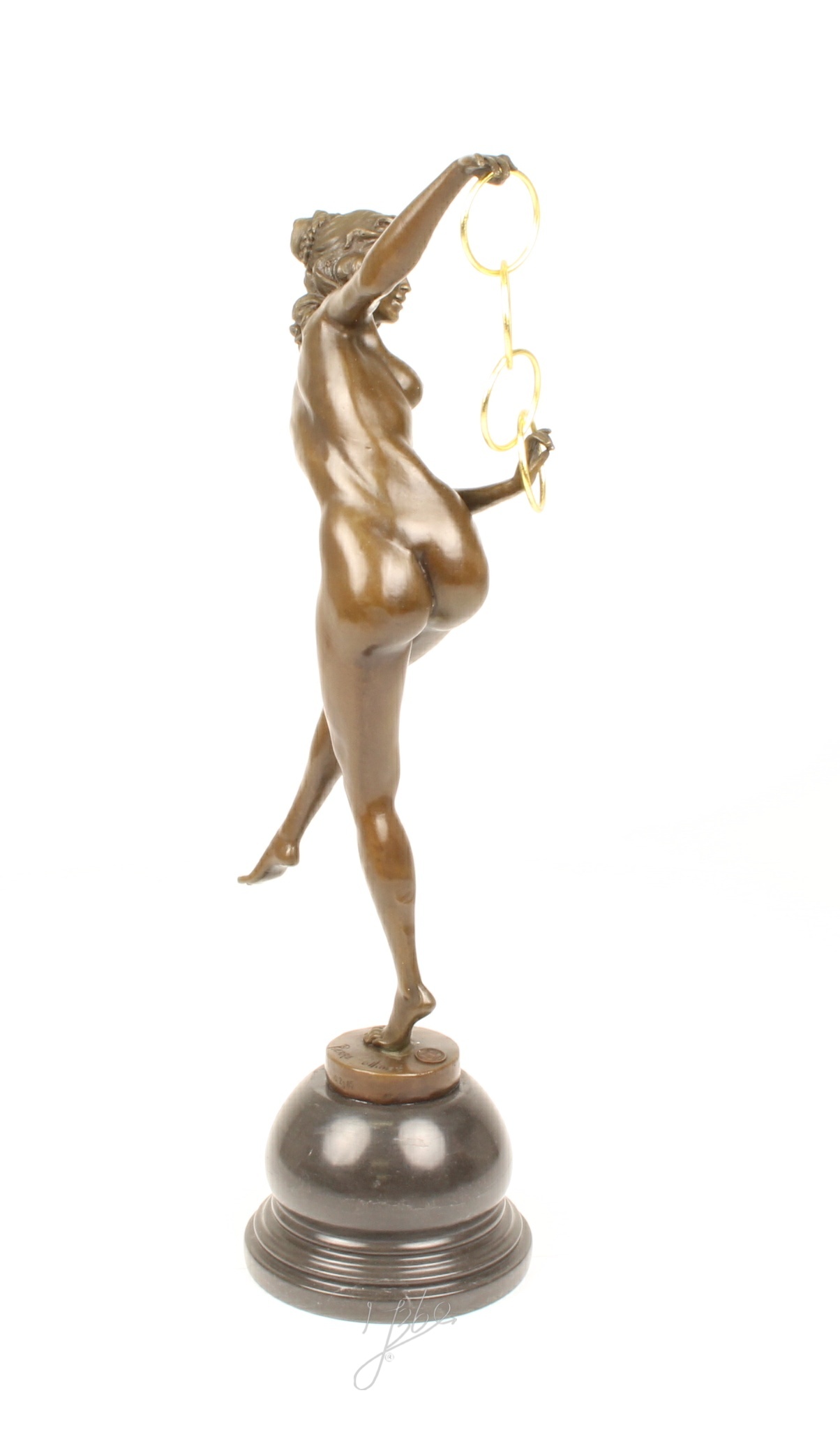 Hochwertige Bronze Frauenfigur Kunstvolle Skulptur mit Ringen 15
