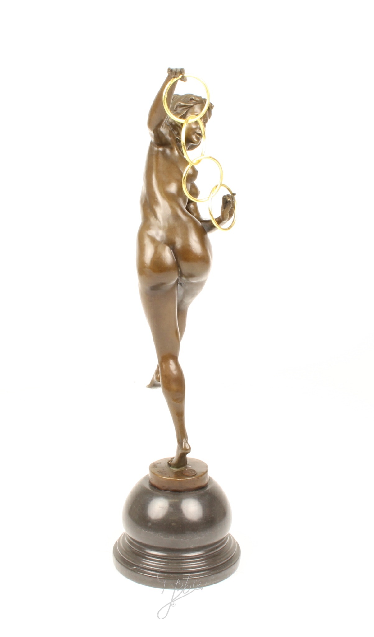 Hochwertige Bronze Frauenfigur Kunstvolle Skulptur mit Ringen 14