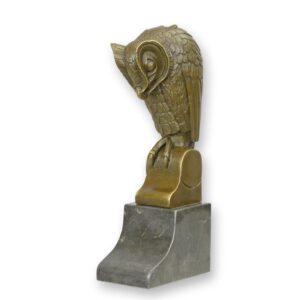 Exquisite Bronze Eulenskulptur auf dekorativem Sockel Detaillierte Handwerkskunst