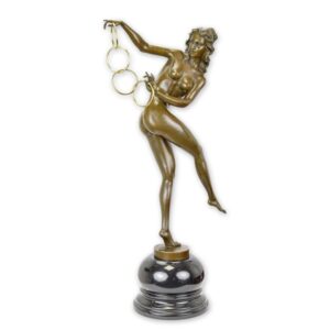 Hochwertige Bronze Frauenfigur  Kunstvolle Skulptur mit Ringen