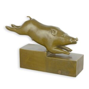 Exquisite Bronze Wildschwein Skulptur im Art Deco Stil