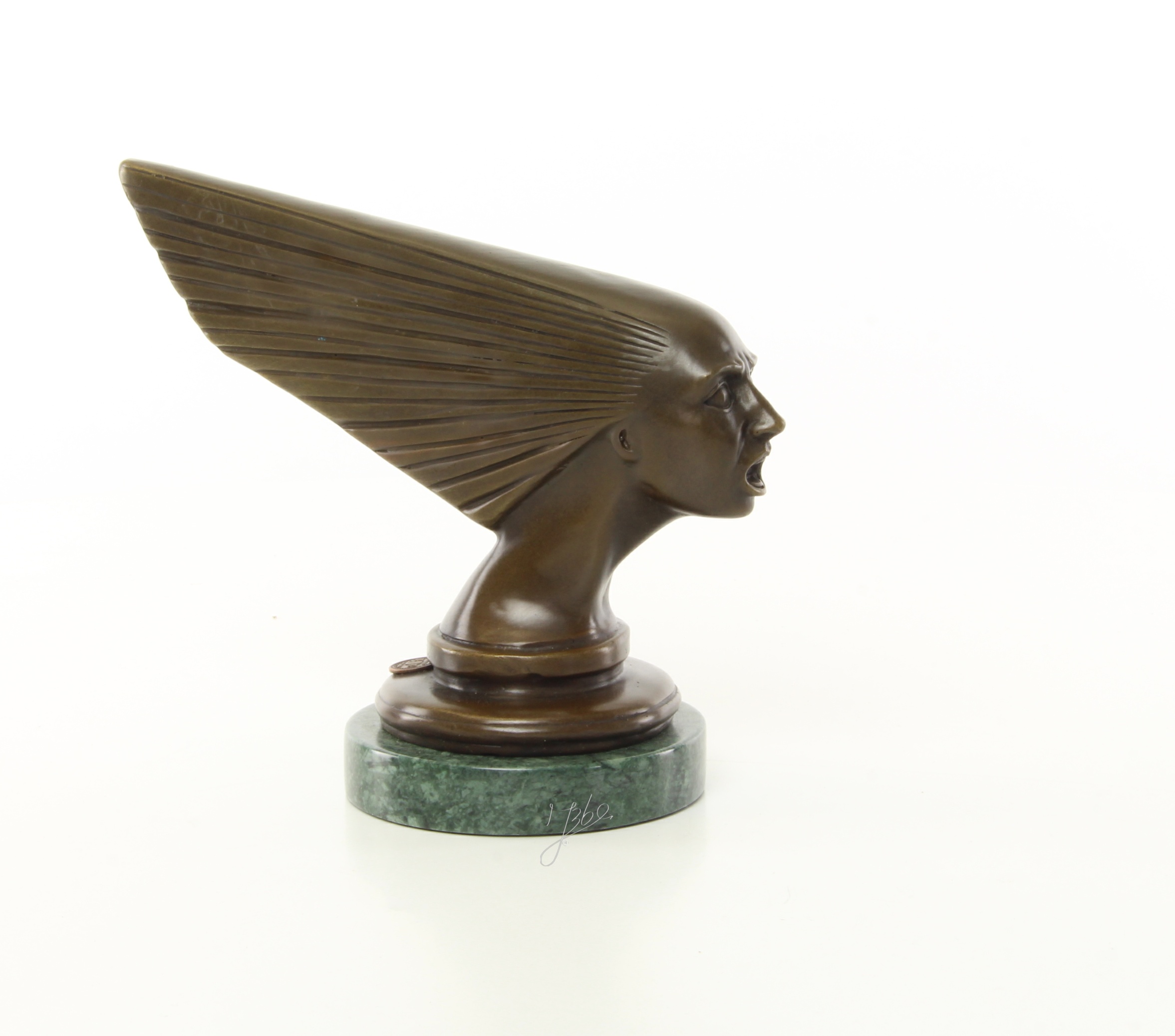 Elegante Art Deco Bronze Kühlerfigur Spirit of the Wind Skulptur 13