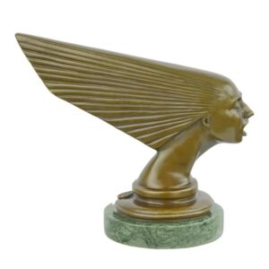Elegante Art Deco Bronze Kühlerfigur Spirit of the Wind Skulptur