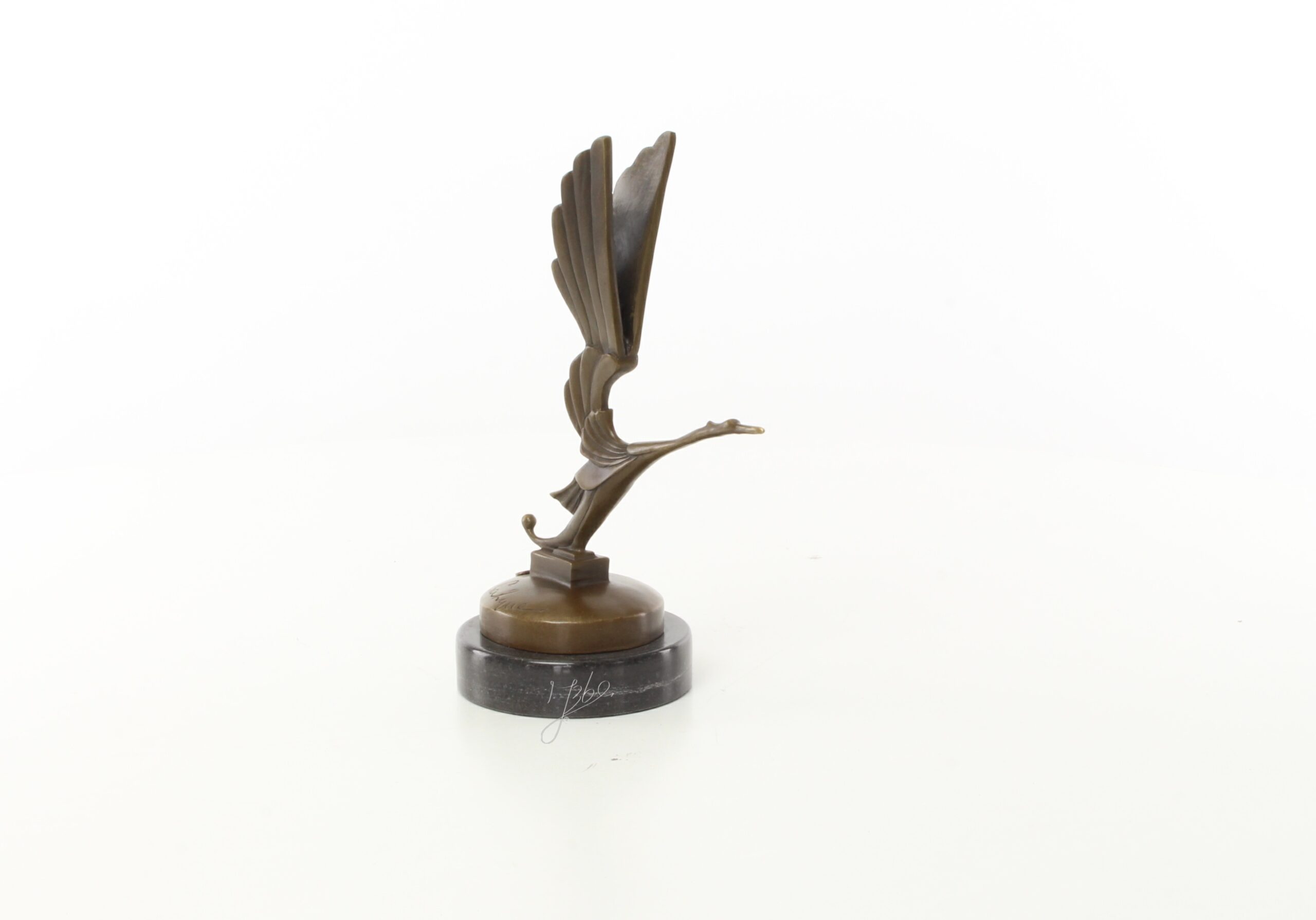 Elegante Bronze Vogel Skulptur Art Deco Storch Autofigurine 11