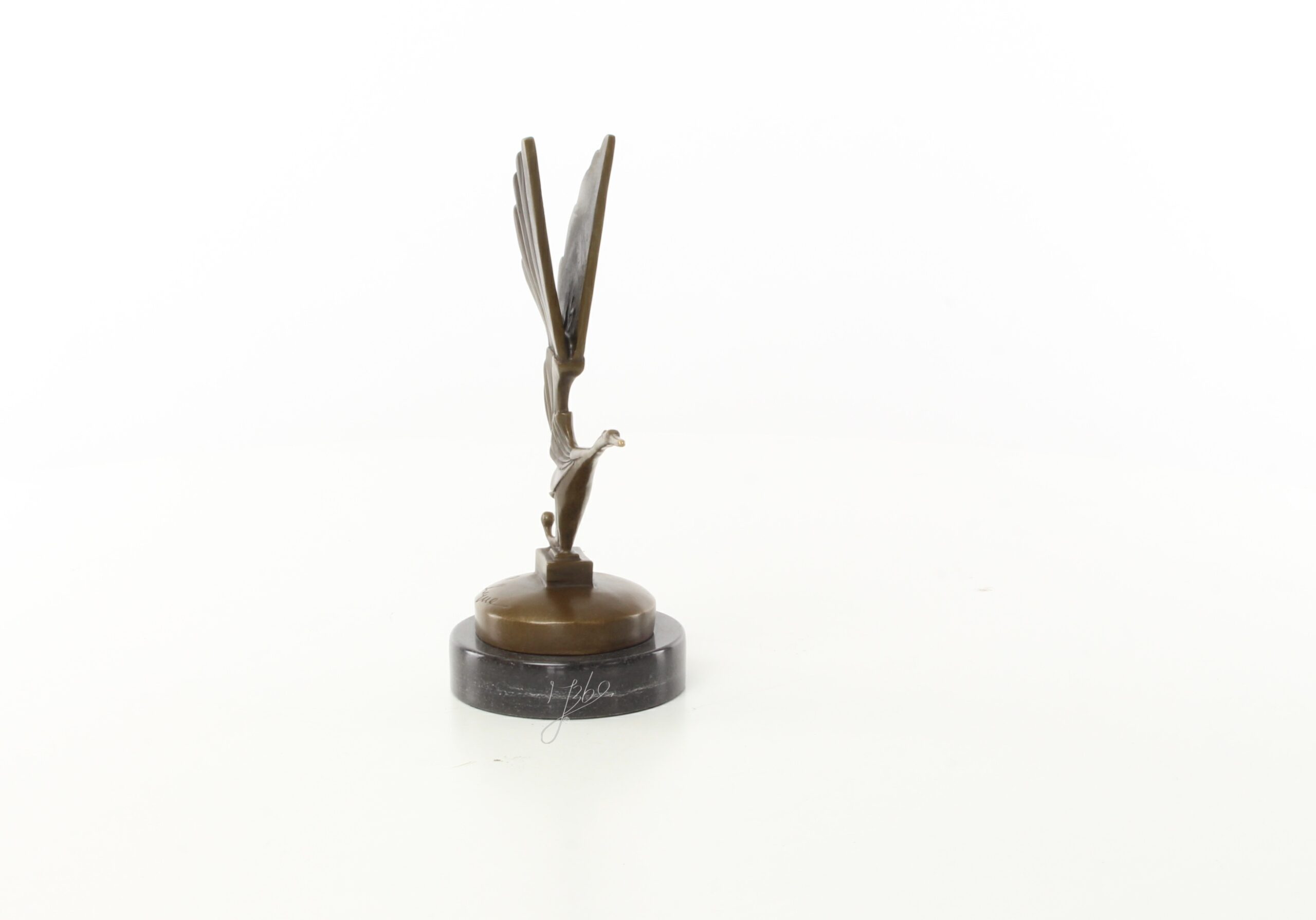 Elegante Bronze Vogel Skulptur Art Deco Storch Autofigurine 4