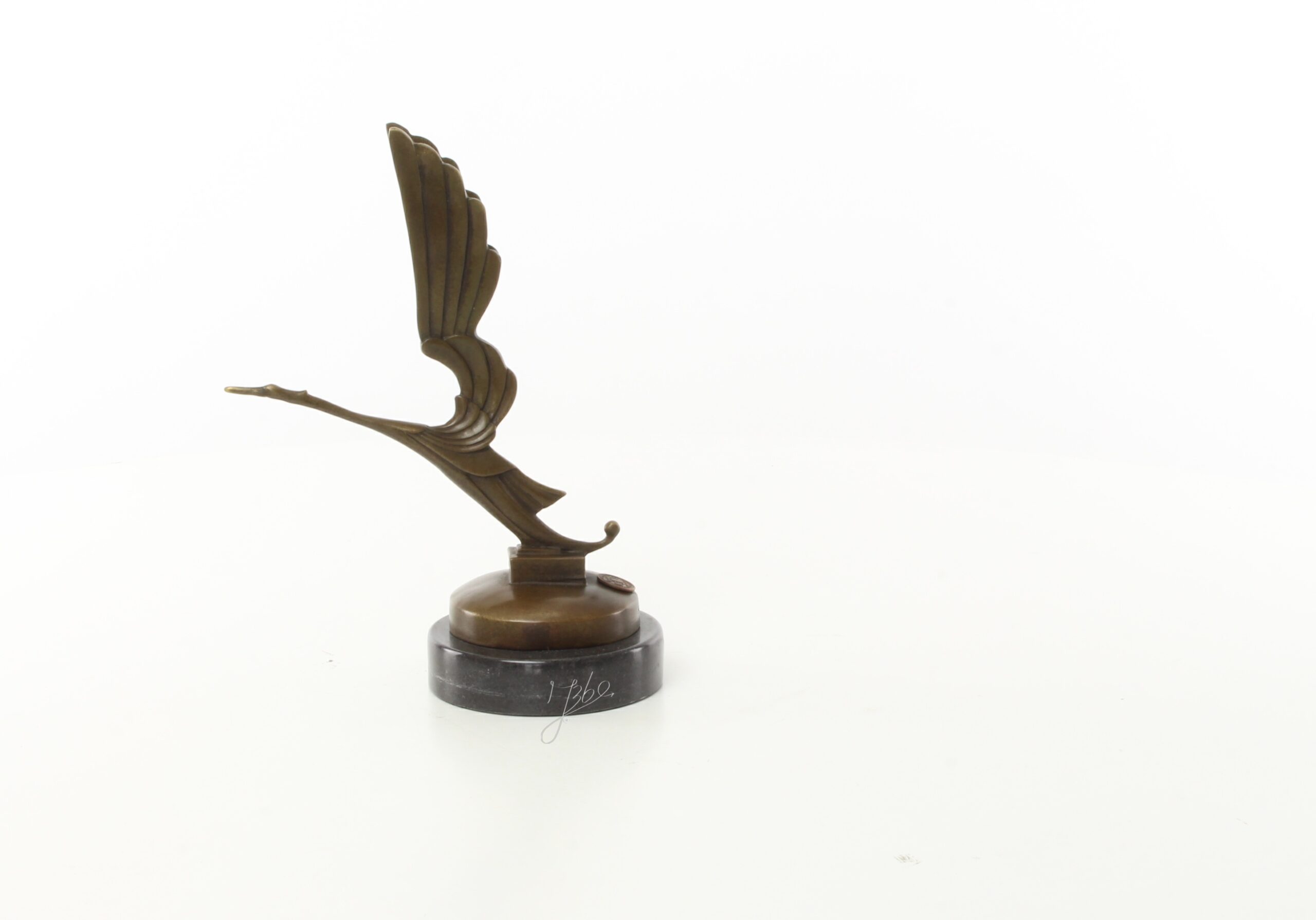 Elegante Bronze Vogel Skulptur Art Deco Storch Autofigurine 10