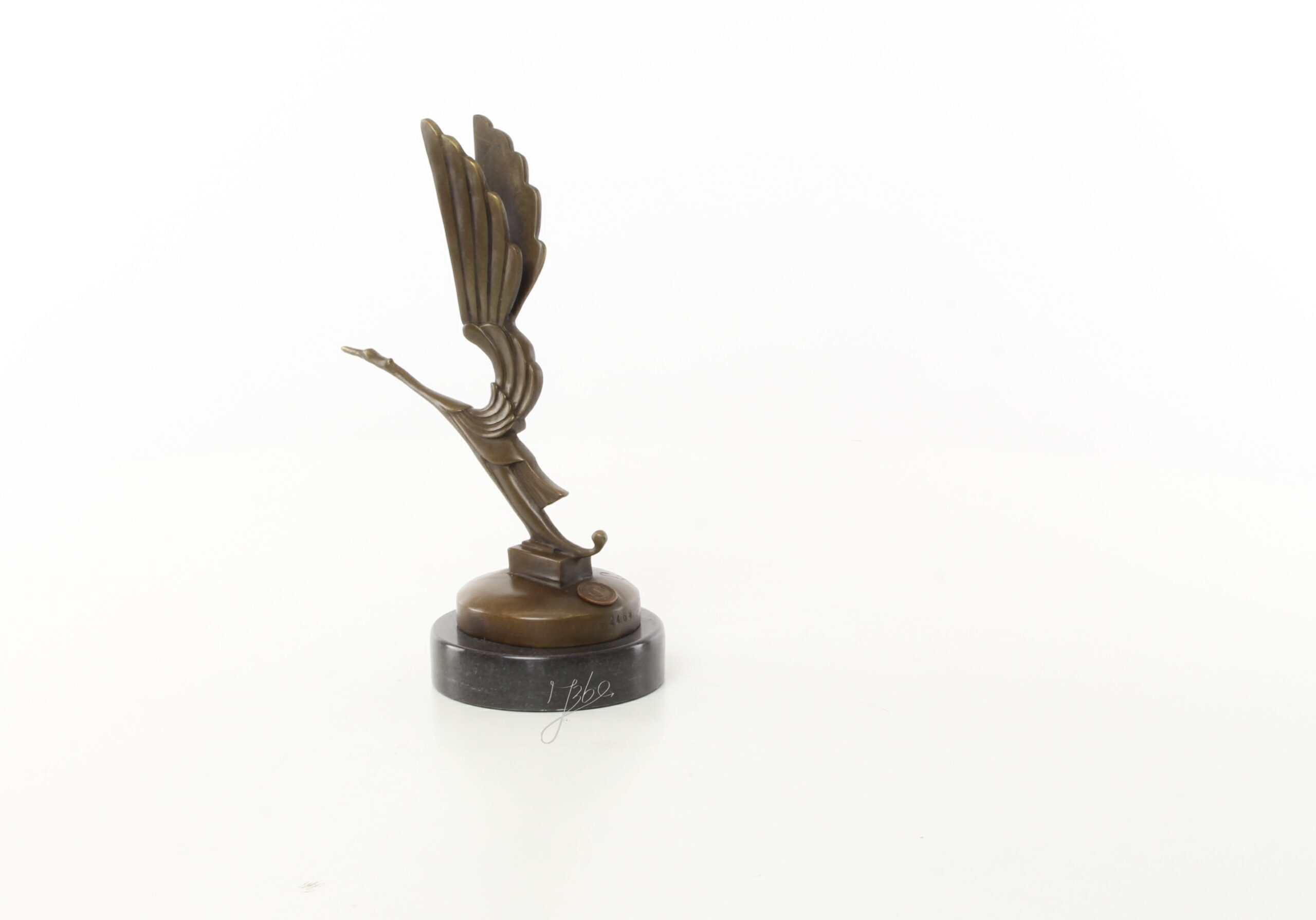 Elegante Bronze Vogel Skulptur Art Deco Storch Autofigurine 9