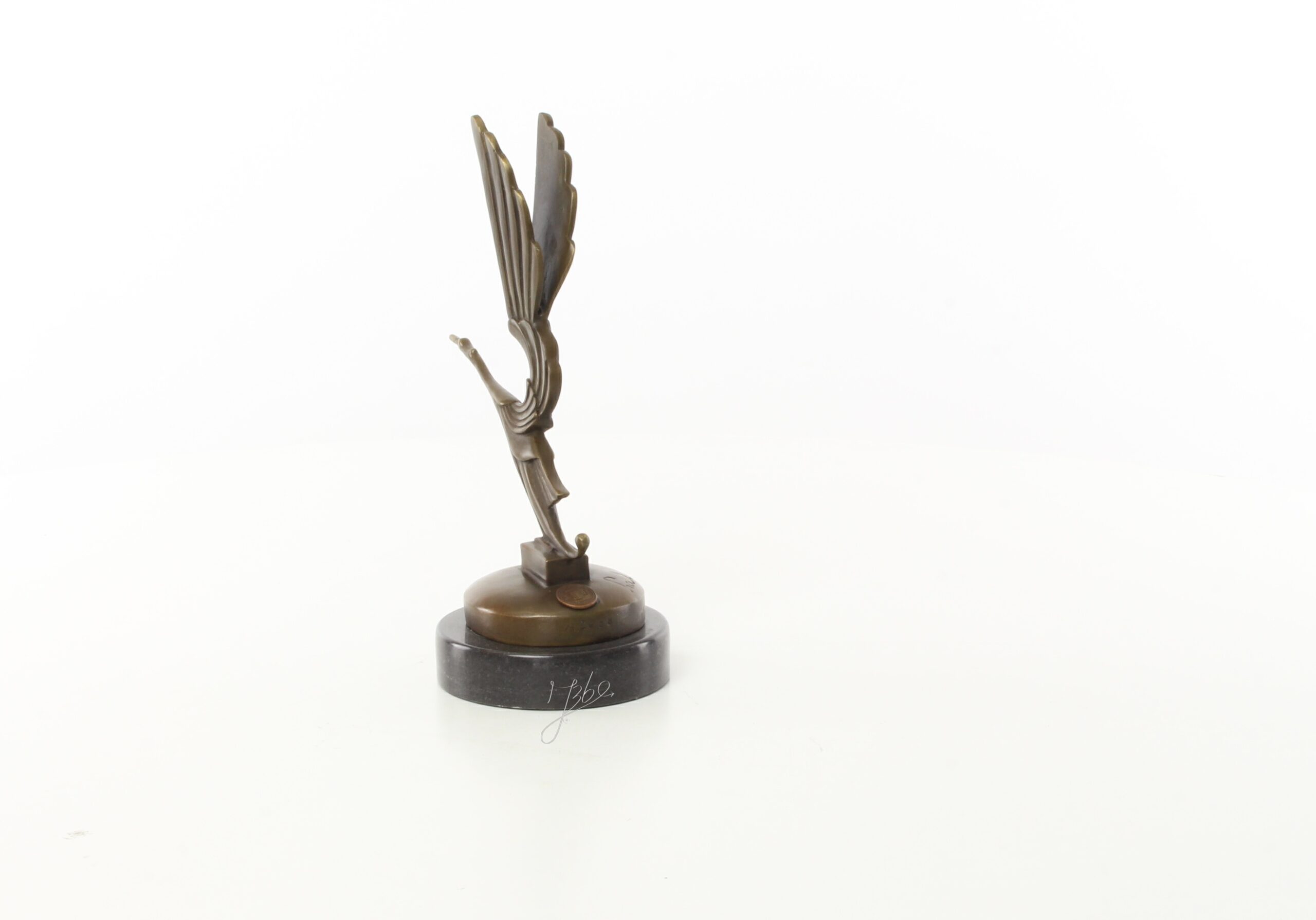 Elegante Bronze Vogel Skulptur Art Deco Storch Autofigurine 13