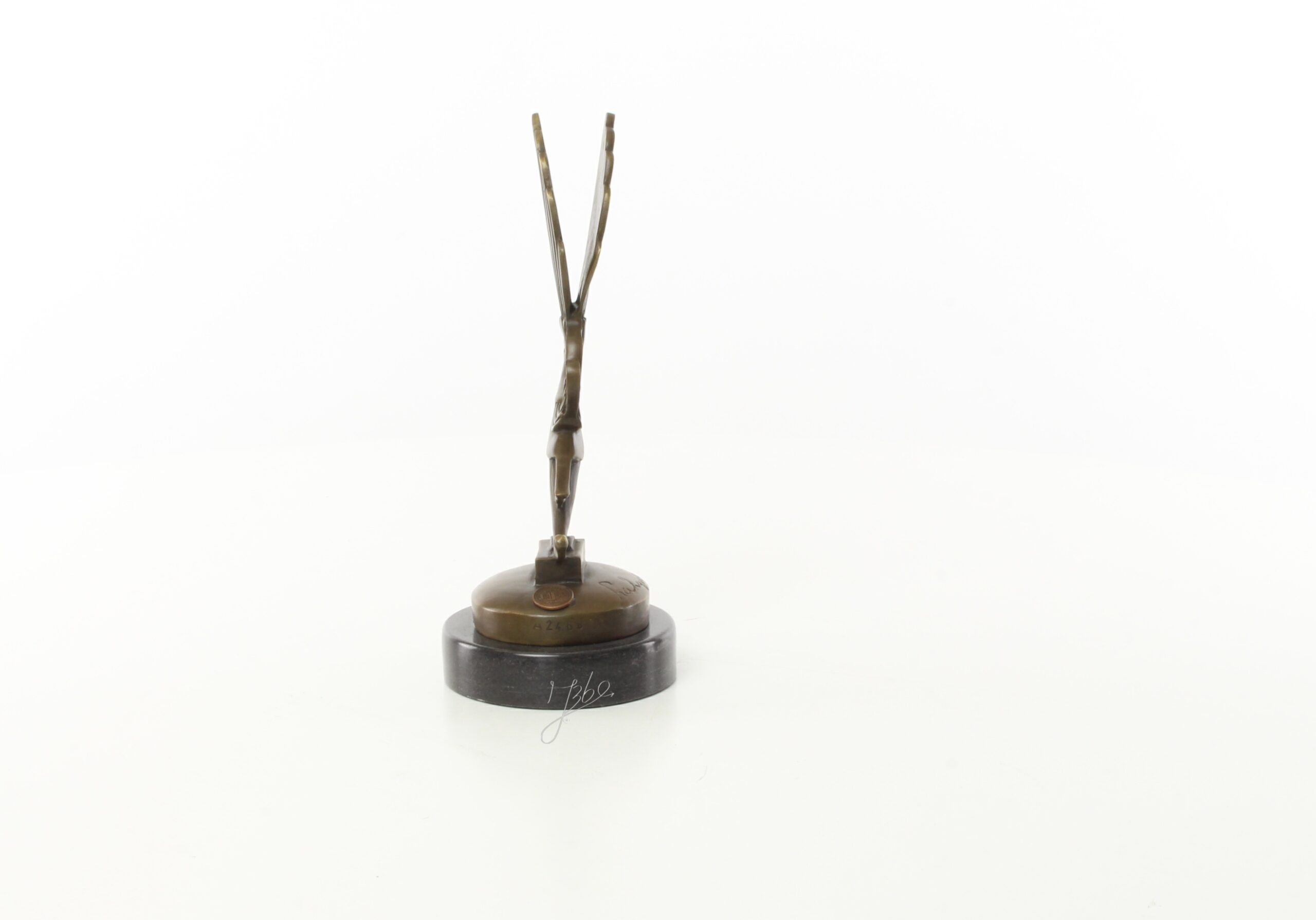 Elegante Bronze Vogel Skulptur Art Deco Storch Autofigurine 17