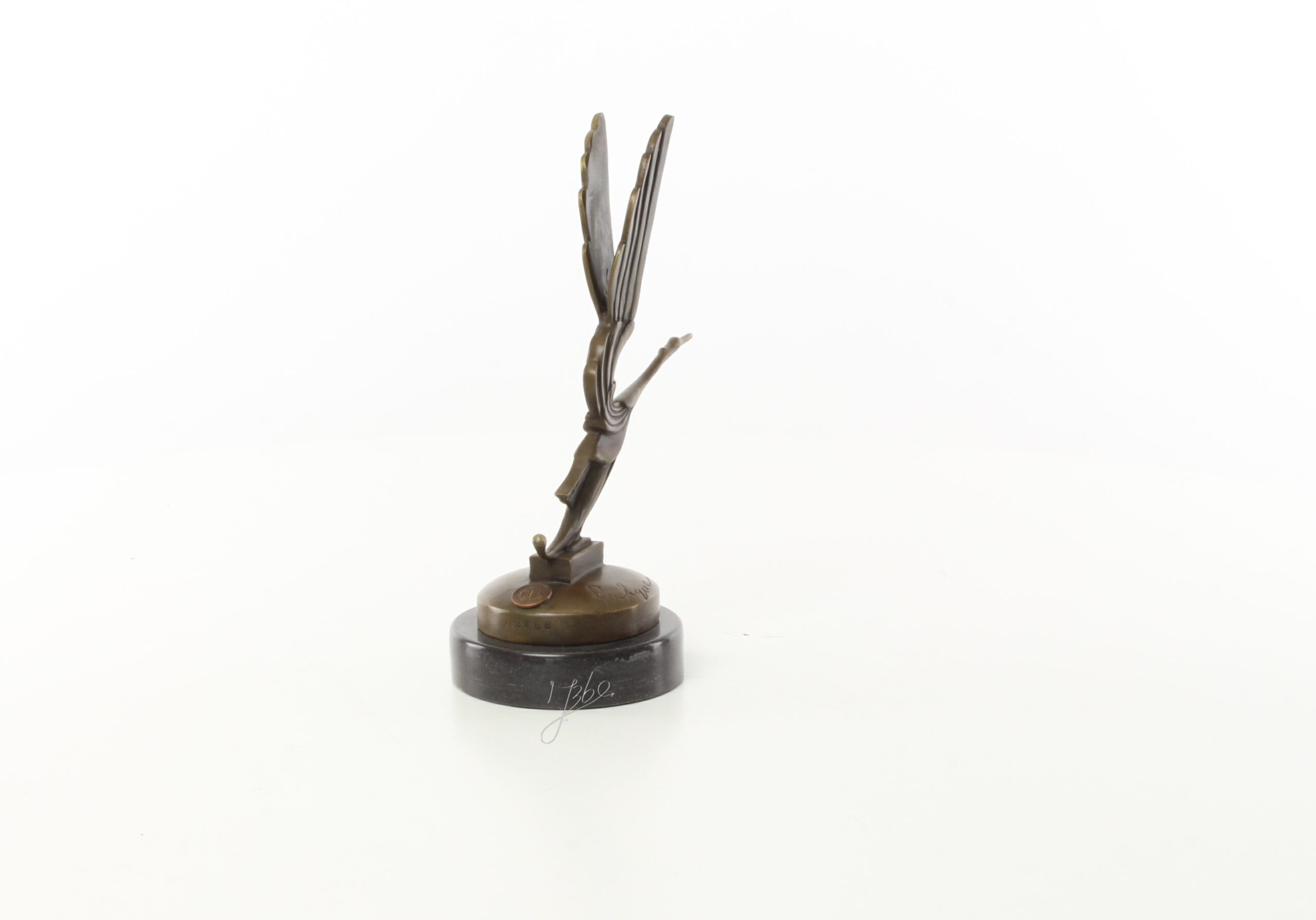 Elegante Bronze Vogel Skulptur Art Deco Storch Autofigurine 16