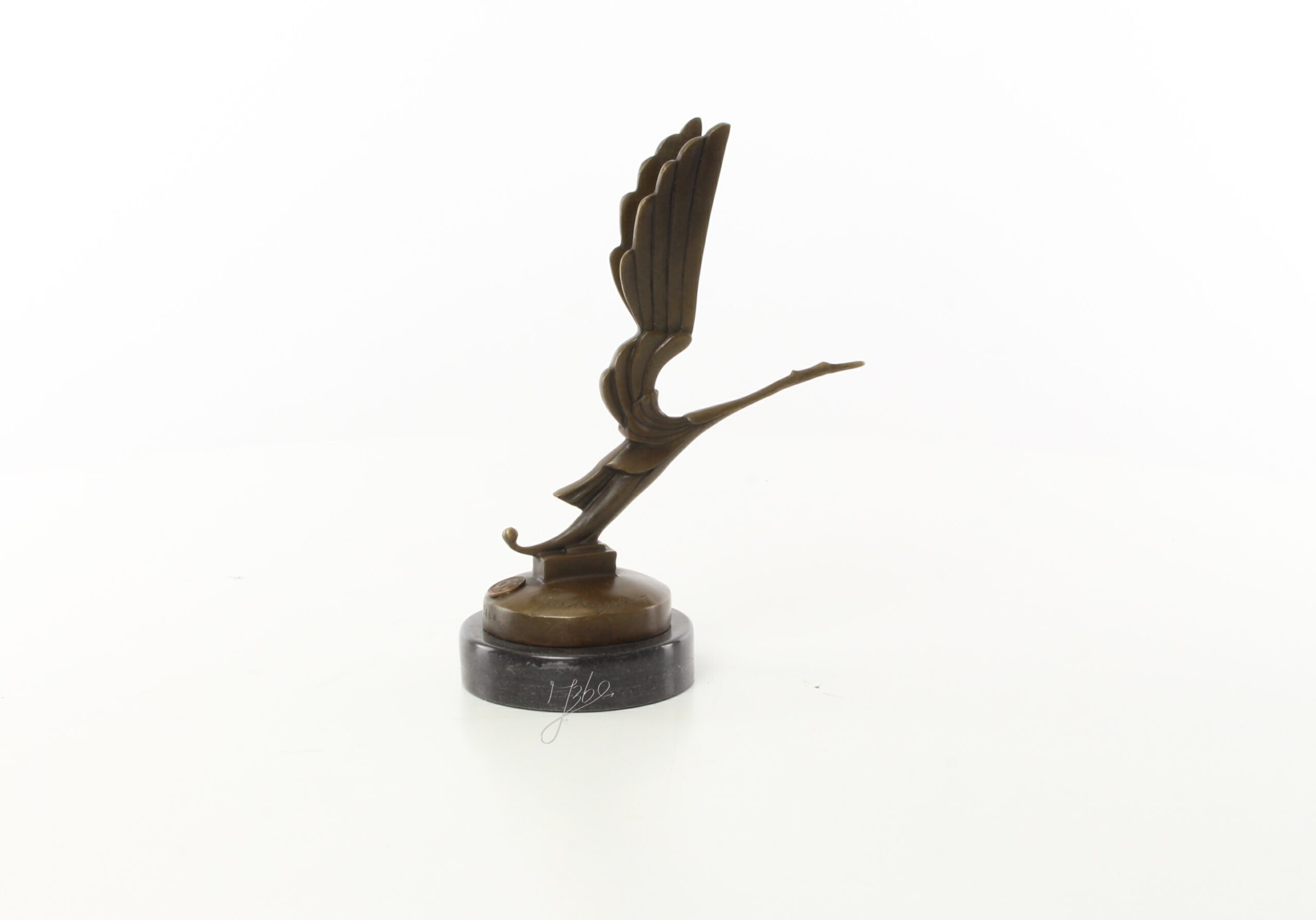 Elegante Bronze Vogel Skulptur Art Deco Storch Autofigurine 15
