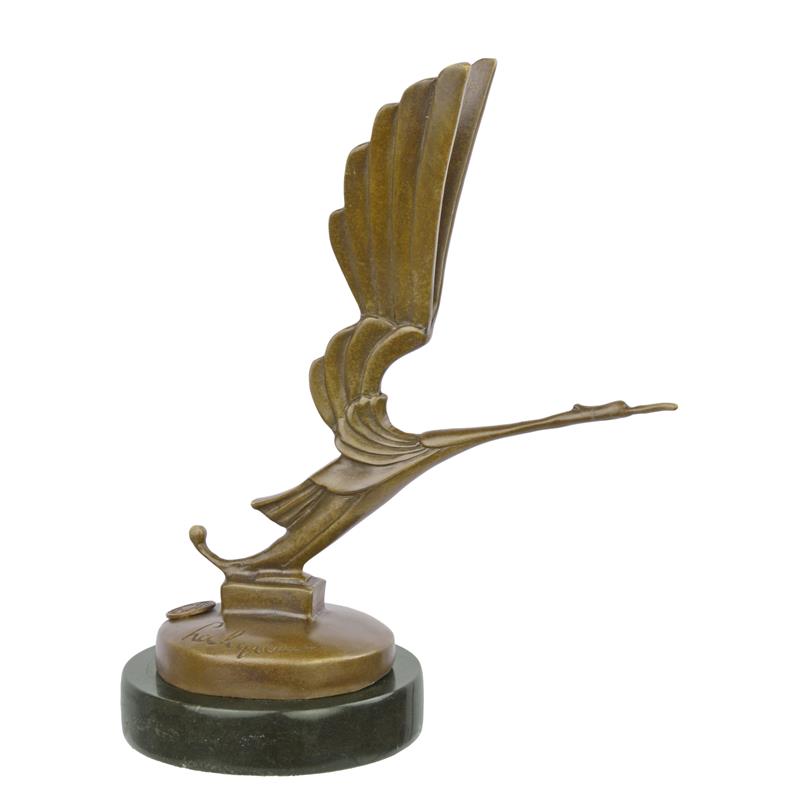 Elegante Bronze Vogel Skulptur Art Deco Storch Autofigurine 2