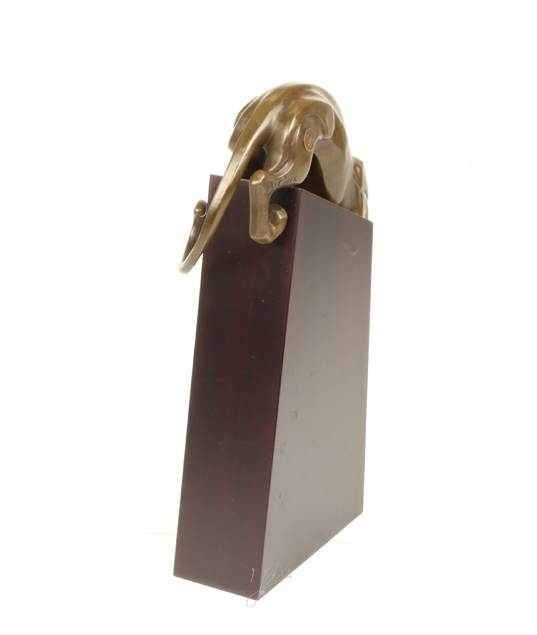 Elegante Bronze Panther Skulptur auf edlem Holzsockel 5