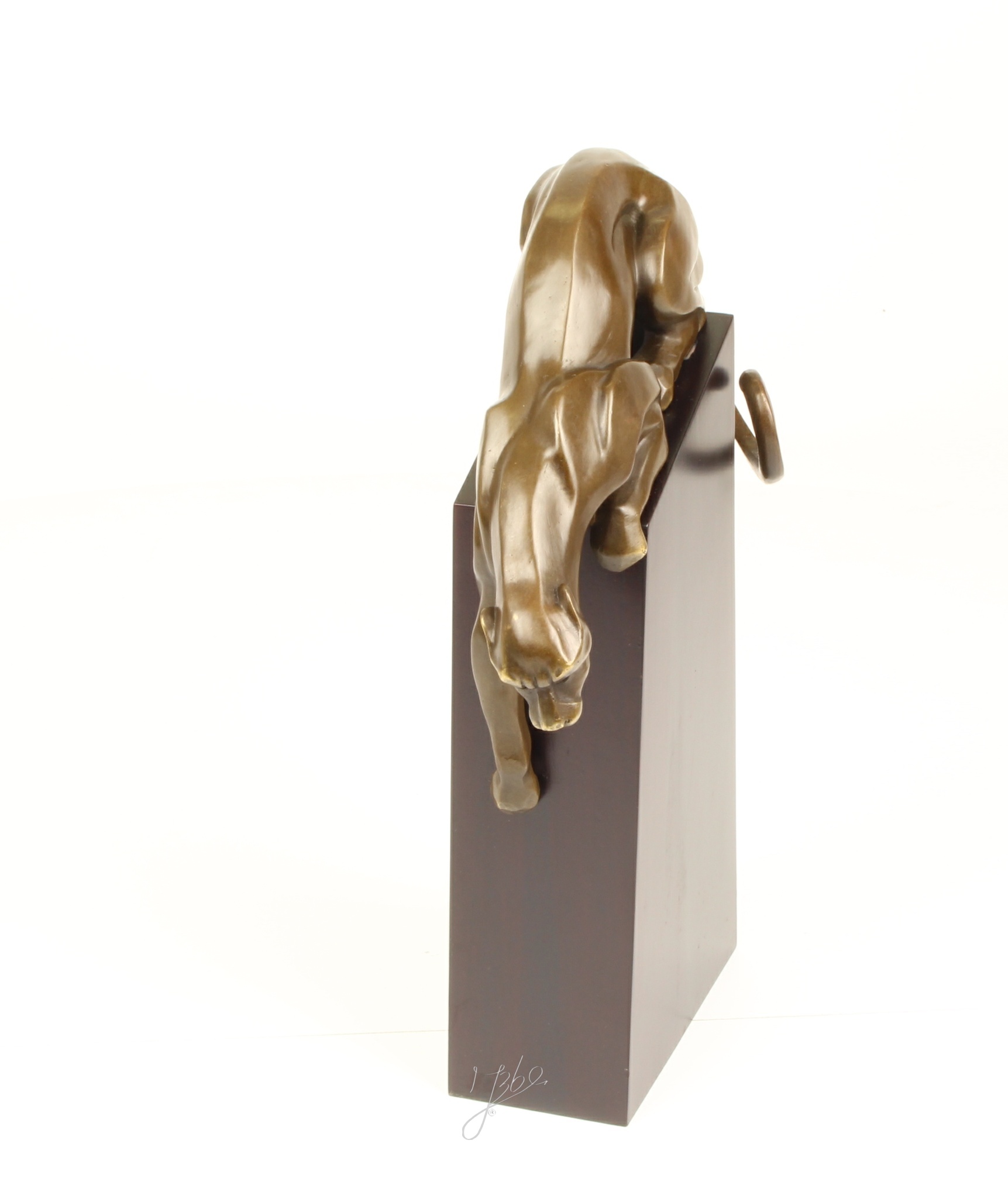 Elegante Bronze Panther Skulptur auf edlem Holzsockel 15