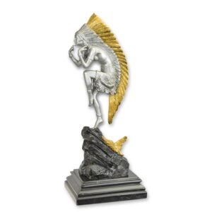 Exquisite Bronze Tänzerin Skulptur mit Goldfedern  Indische Eleganz