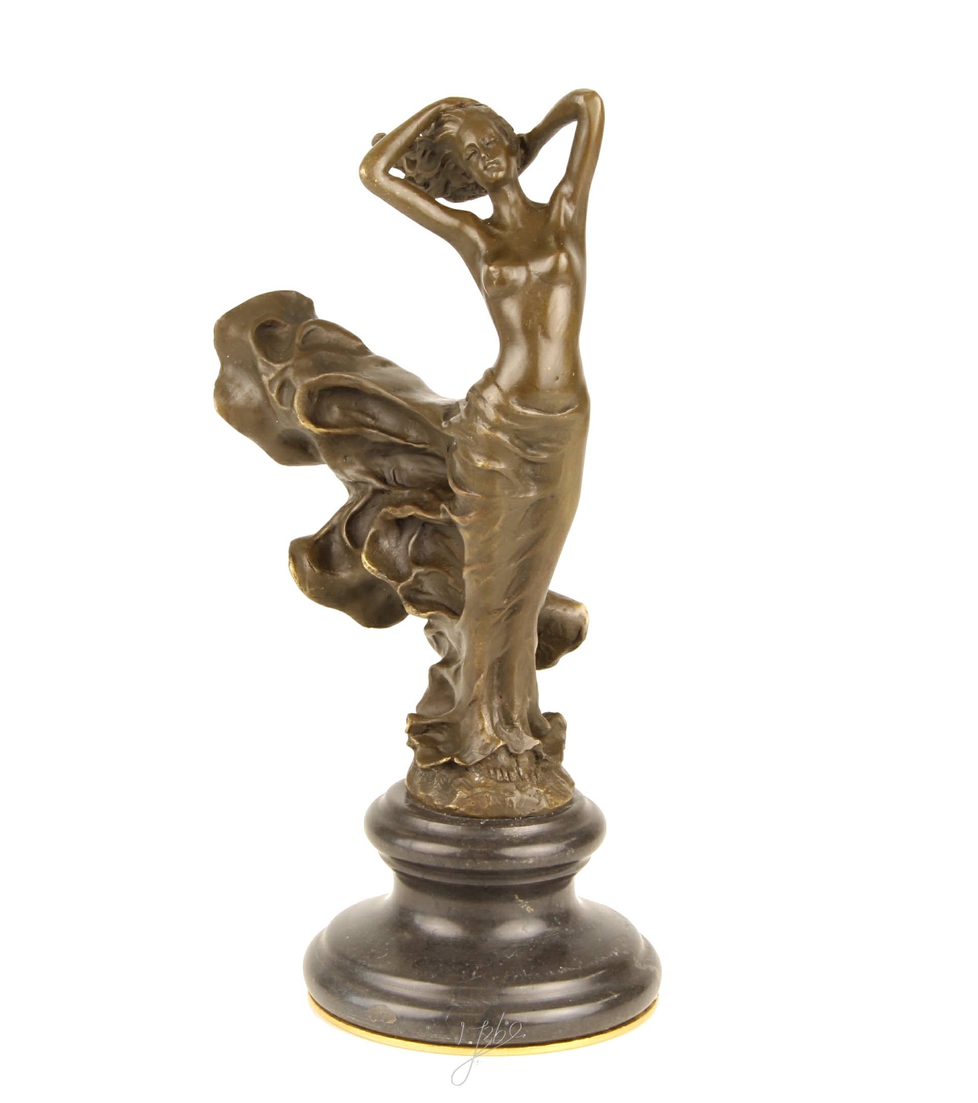Elegante Tanzende Bronzefigur Skulptur einer Frau im Wirbelnden Kleid 8