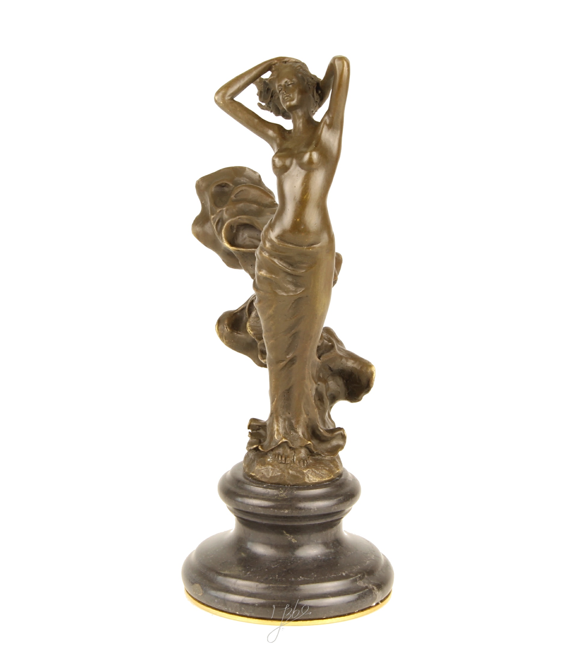 Elegante Tanzende Bronzefigur Skulptur einer Frau im Wirbelnden Kleid 7