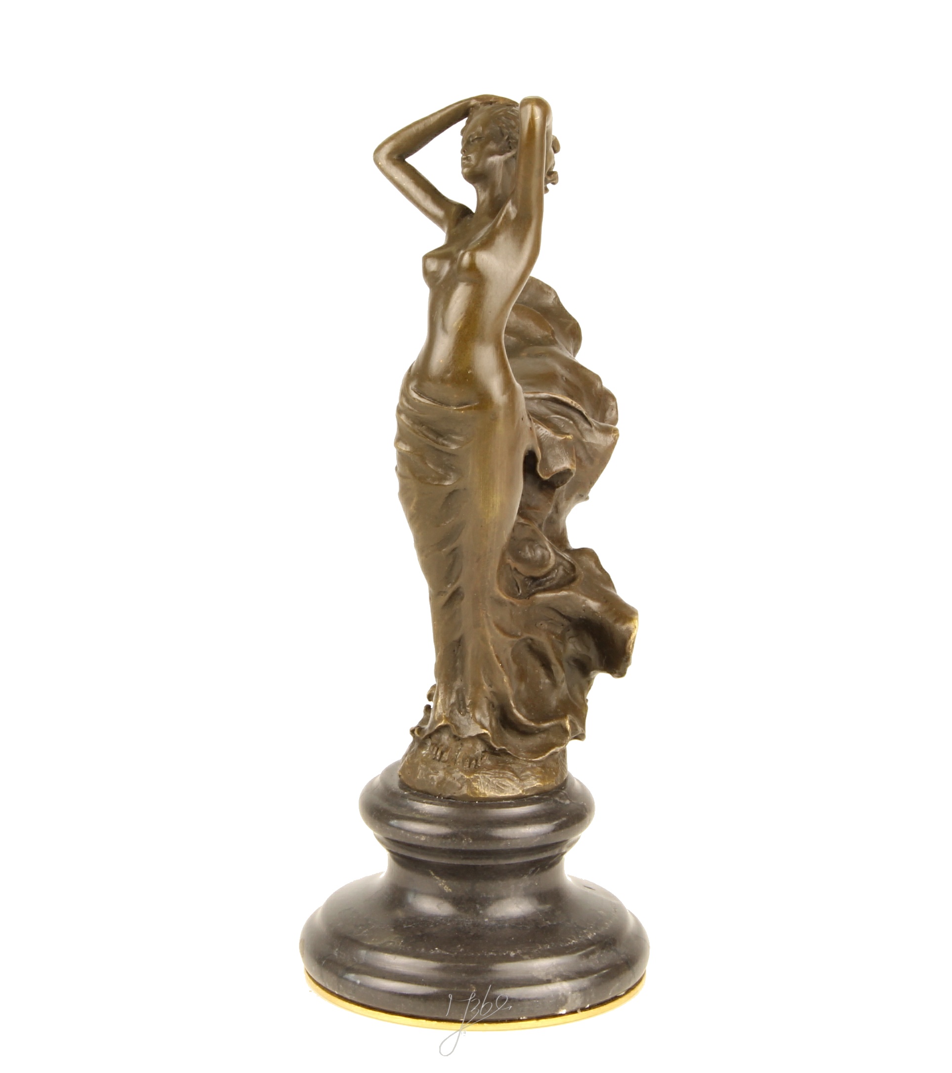 Elegante Tanzende Bronzefigur Skulptur einer Frau im Wirbelnden Kleid 6