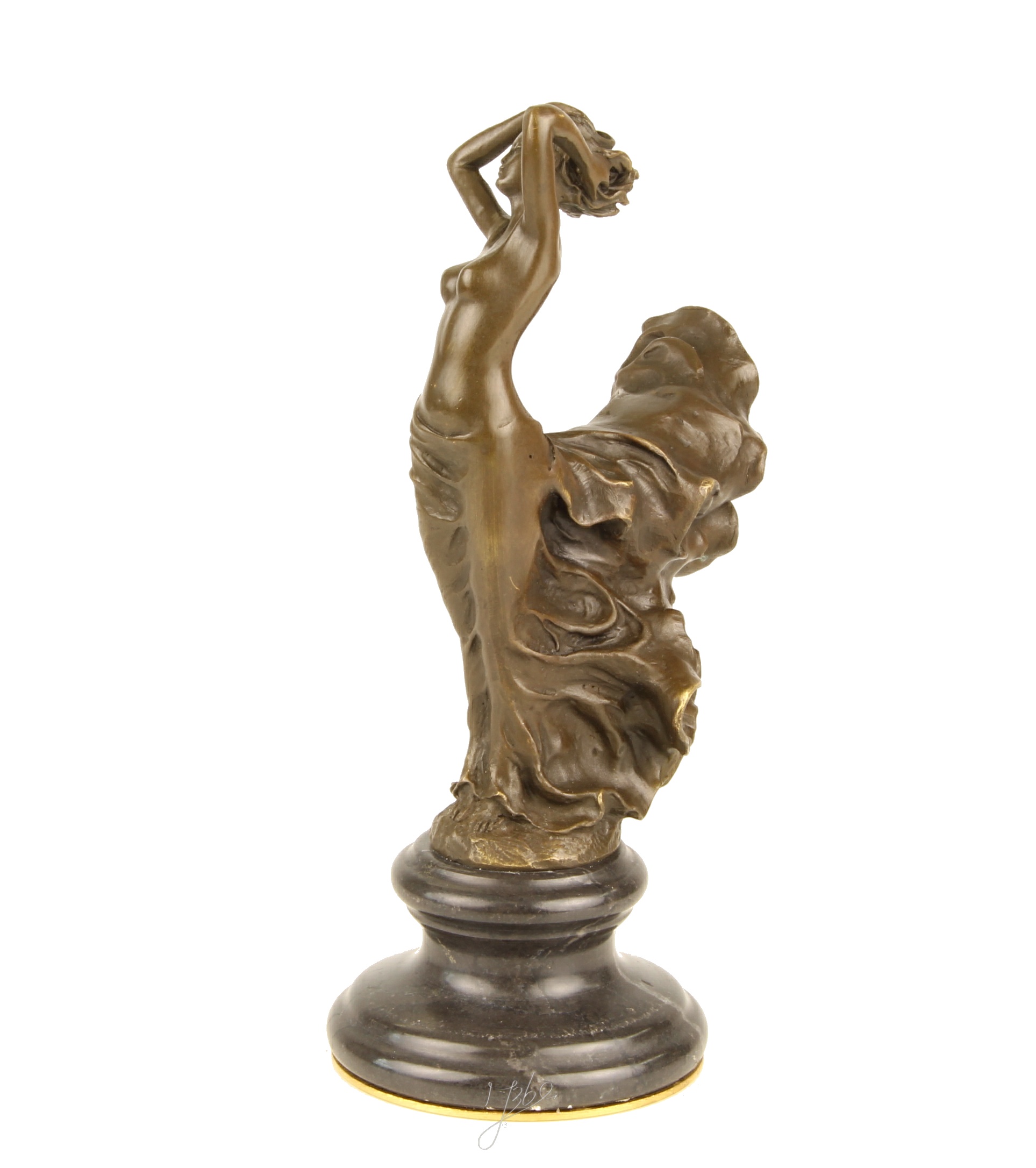 Elegante Tanzende Bronzefigur Skulptur einer Frau im Wirbelnden Kleid 4