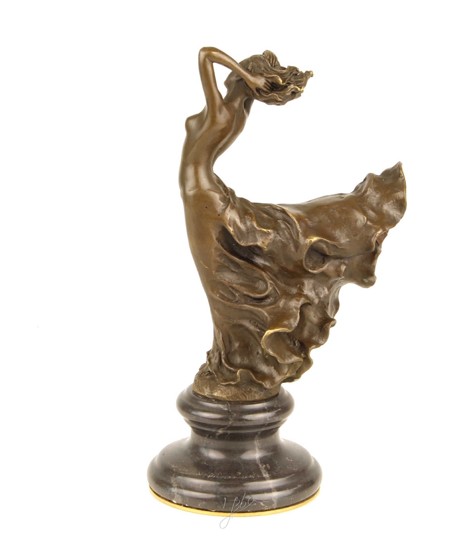 Elegante Tanzende Bronzefigur Skulptur einer Frau im Wirbelnden Kleid 12