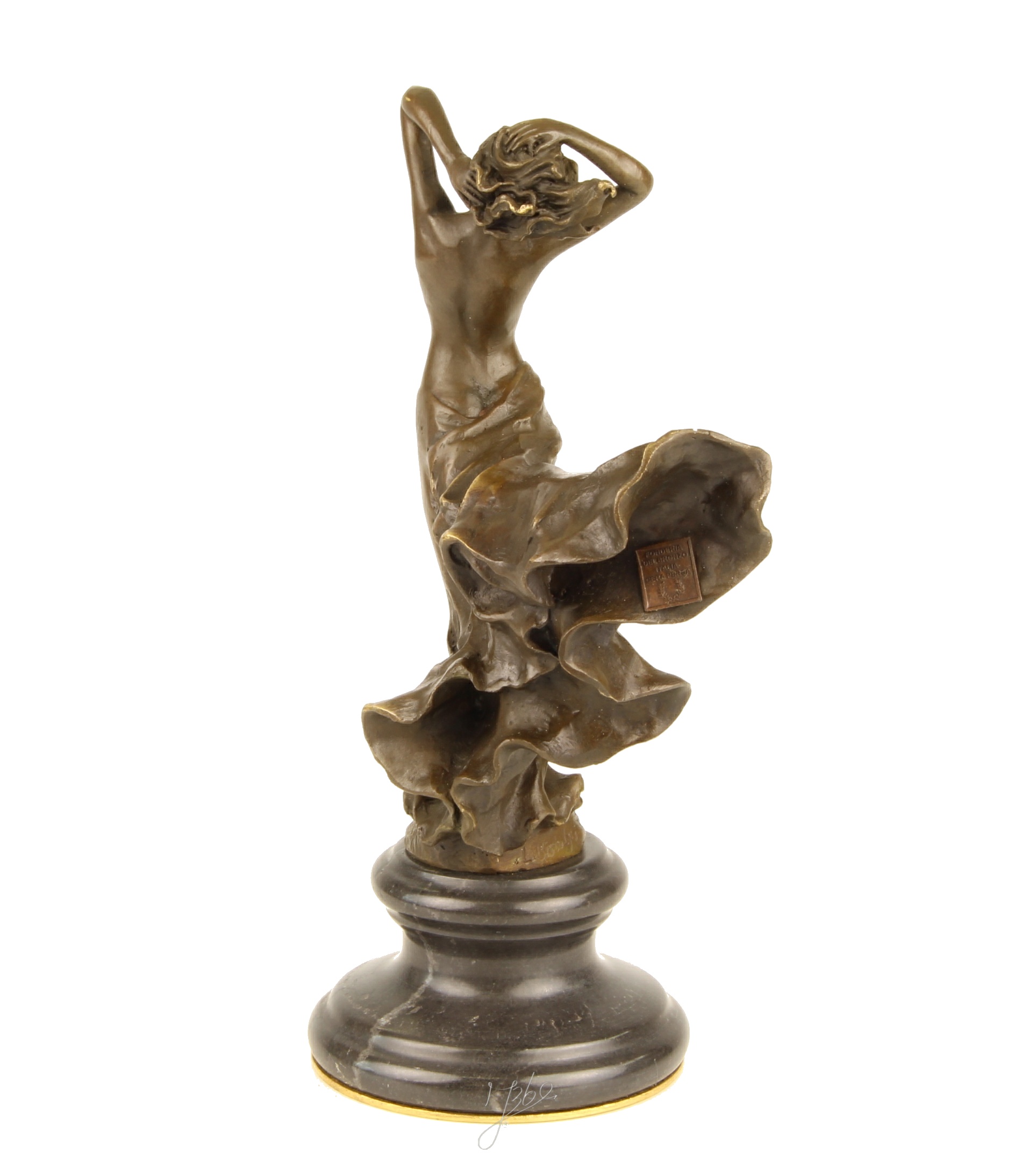 Elegante Tanzende Bronzefigur Skulptur einer Frau im Wirbelnden Kleid 5