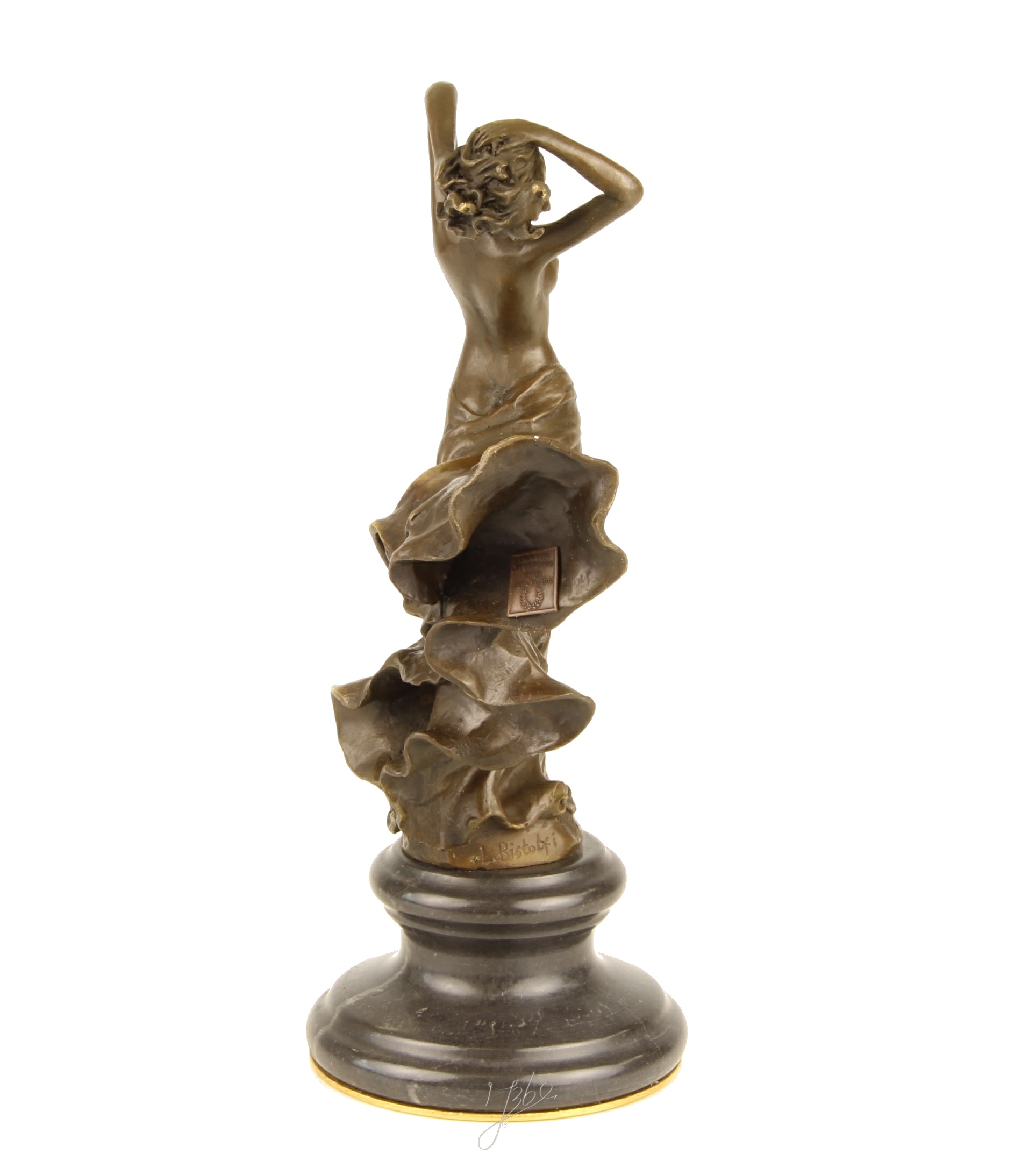 Elegante Tanzende Bronzefigur Skulptur einer Frau im Wirbelnden Kleid 13