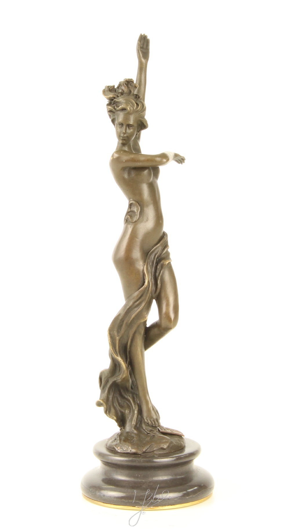 Elegante Bronze Tänzerin Skulptur Kunstvolle tanzende Frau 3