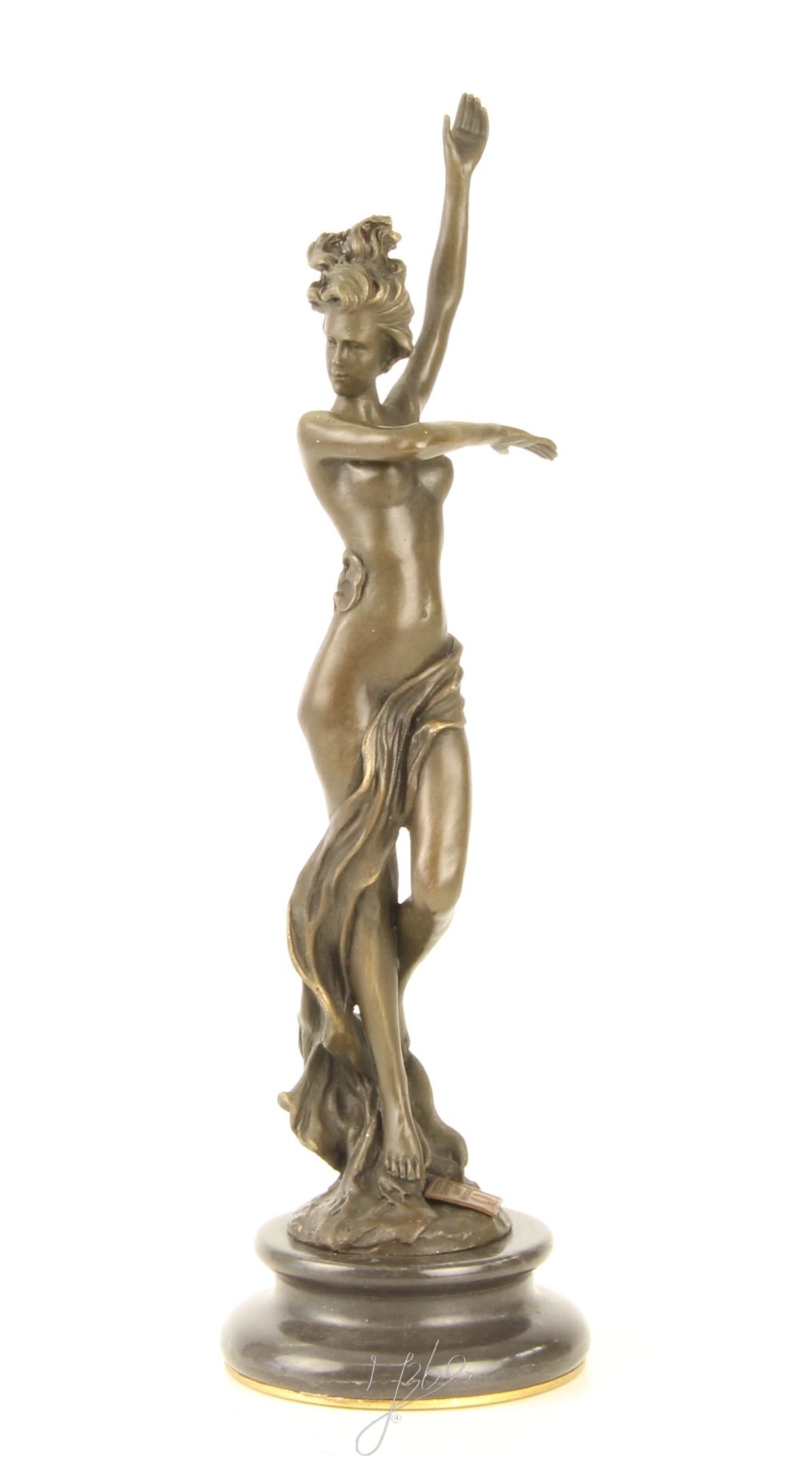 Elegante Bronze Tänzerin Skulptur Kunstvolle tanzende Frau 4