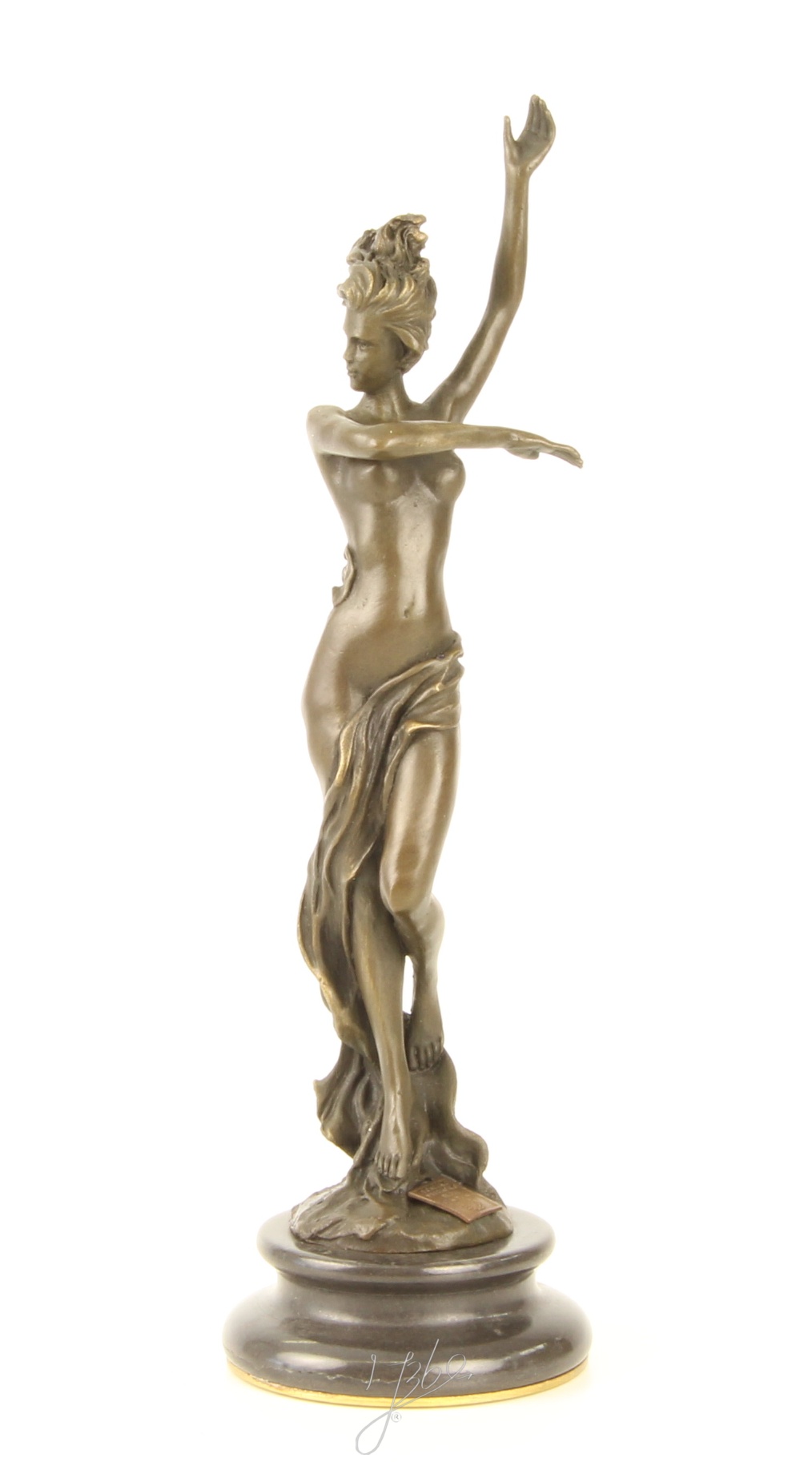 Elegante Bronze Tänzerin Skulptur Kunstvolle tanzende Frau 8