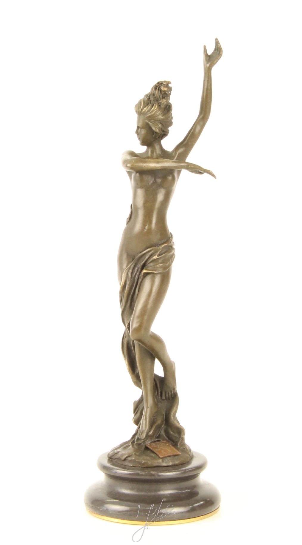 Elegante Bronze Tänzerin Skulptur Kunstvolle tanzende Frau 6