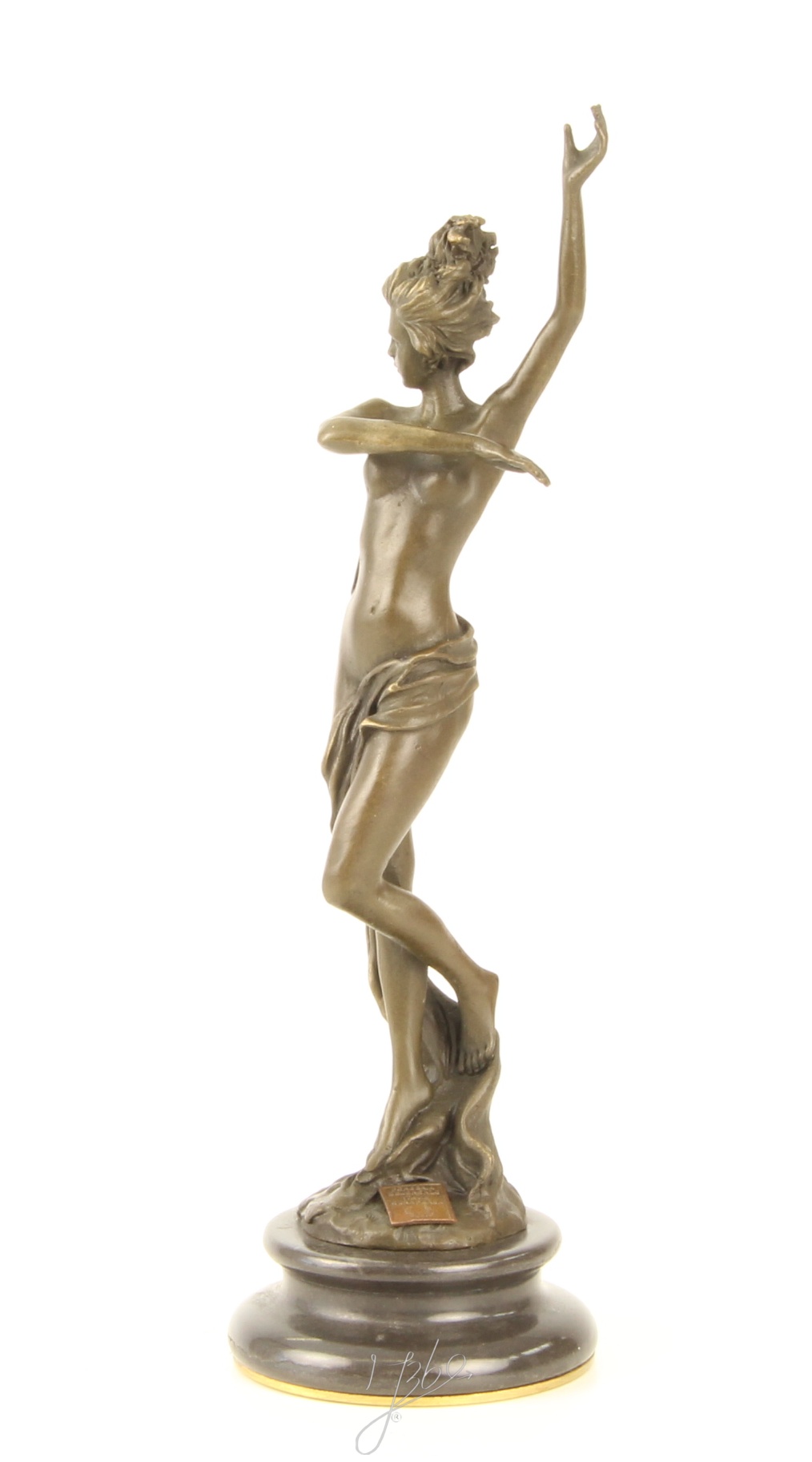 Elegante Bronze Tänzerin Skulptur Kunstvolle tanzende Frau 7