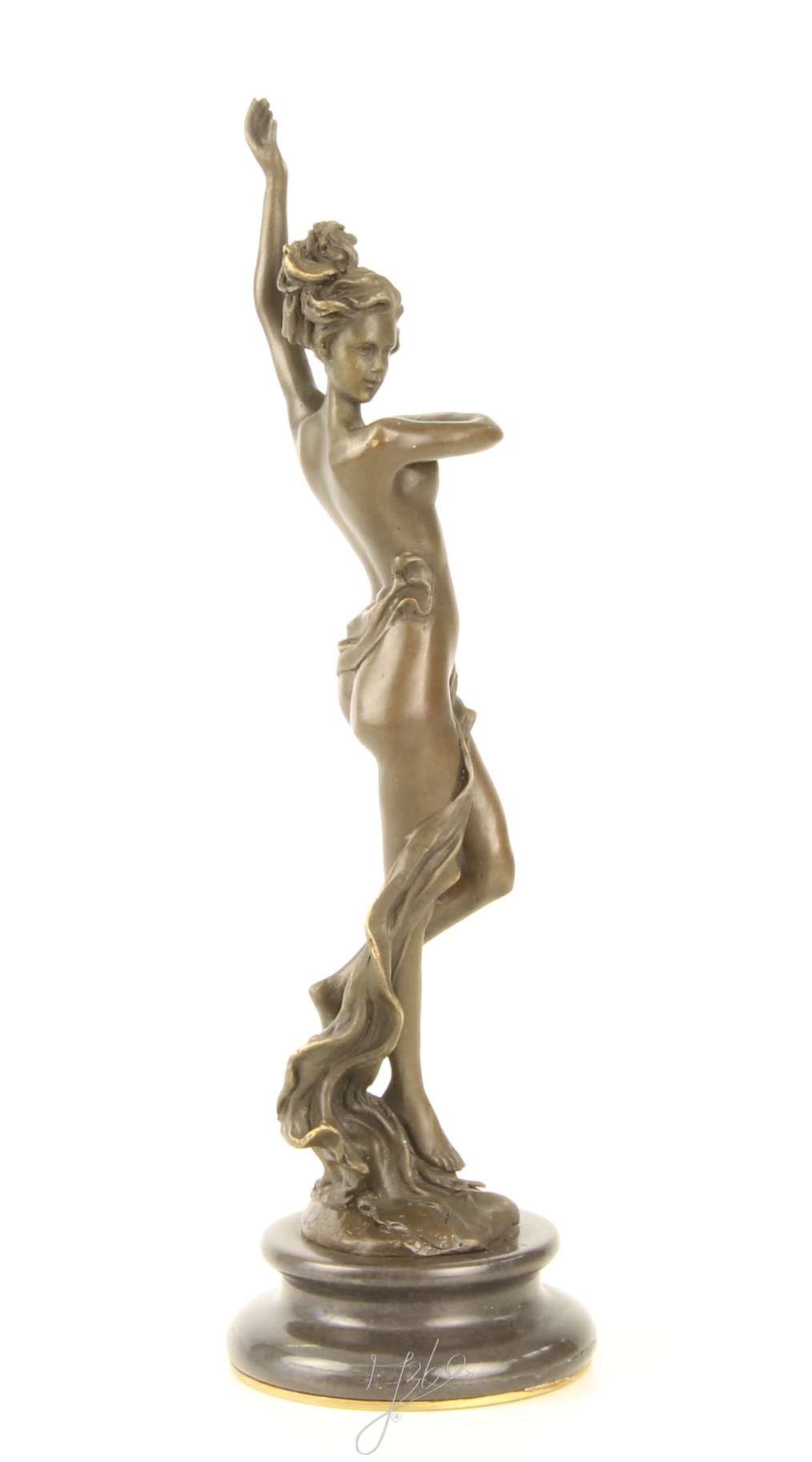Elegante Bronze Tänzerin Skulptur Kunstvolle tanzende Frau 15