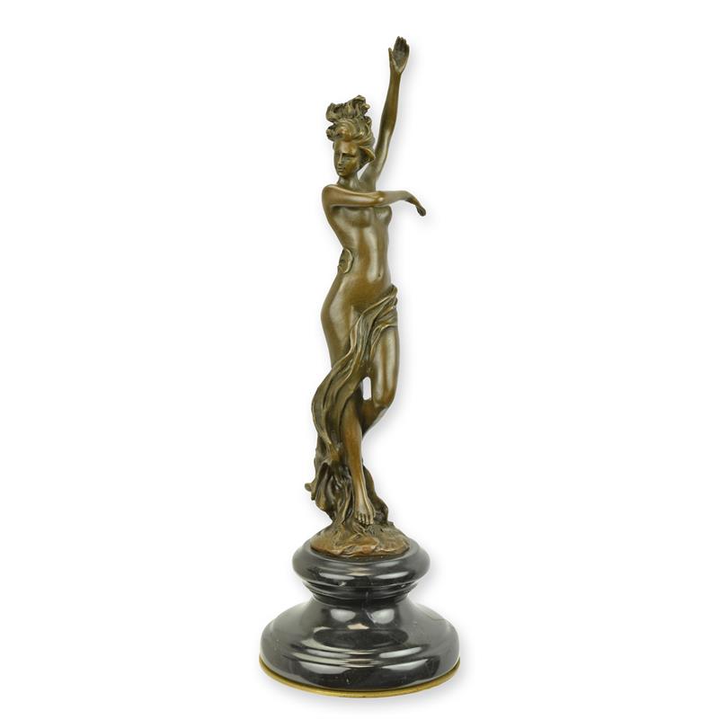 Elegante Bronze Tänzerin Skulptur Kunstvolle tanzende Frau 2