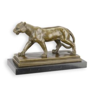 Exquisite BronzeRaubtierSkulptur Detaillierte Löwin auf edlem Sockel