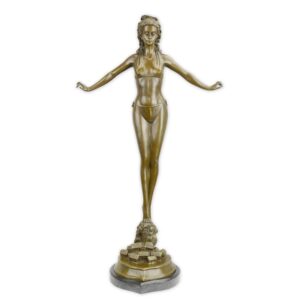 Elegante Bronze Frauenstatue Zeitlose Bronzeskulptur Frau im Bikini