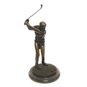 Elegante Bronze Golfer Skulptur Golfsportler Figur auf Sockel
