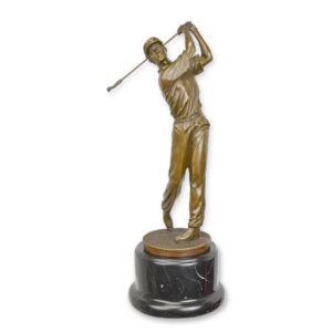 Elegante Bronze Golfer Statue  Kunstvolle Bronzeskulptur im Schwung