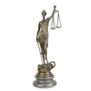 Elegante Bronze Justitia Statue  Skulptur der Göttin der Gerechtigkeit