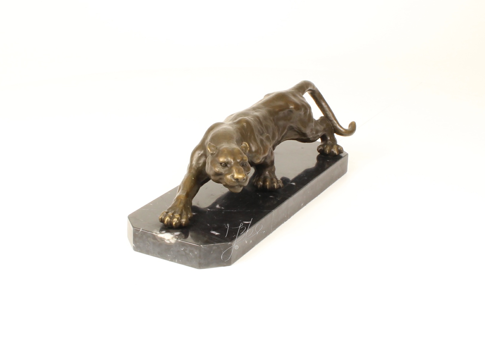 Exquisite Bronze Panther Skulptur Schleichender Panther aus Bronze 15
