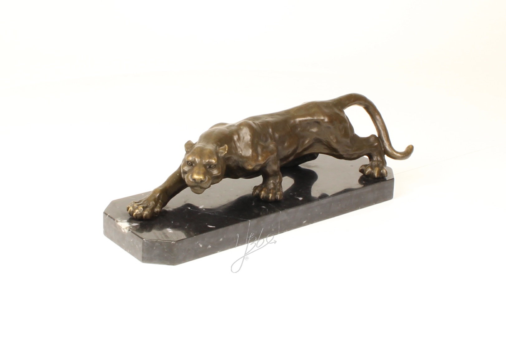 Exquisite Bronze Panther Skulptur Schleichender Panther aus Bronze 16