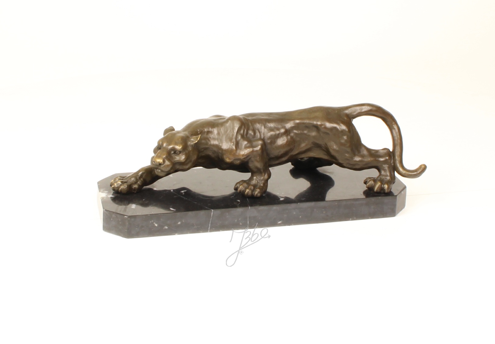 Exquisite Bronze Panther Skulptur Schleichender Panther aus Bronze 17
