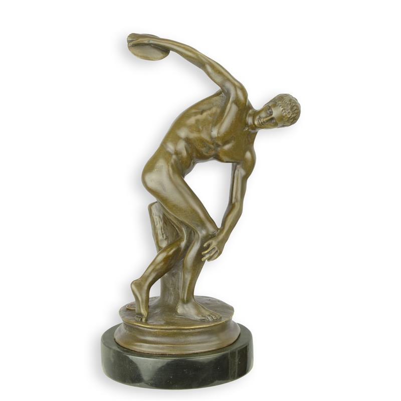 Klassische griechische Bronze Diskuswerfer Skulptur Elegante Diskobolos Statue 2