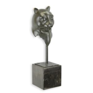 Exquisite Bronze Katzenkopf Skulptur Metallkatze auf Sockel