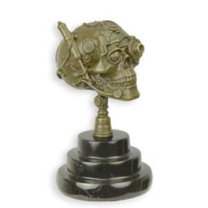 Einzigartige Mechanische Steampunk Bronze Schädel Skulptur für Sammler