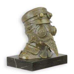 Einzigartiges Bronze Steampunk Pestdoktor Kunstwerk Skulptur Highlight