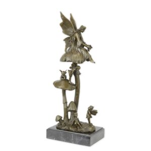 Zauberhafte Bronze Feen Skulptur Detaillierte Feen auf Pilzen