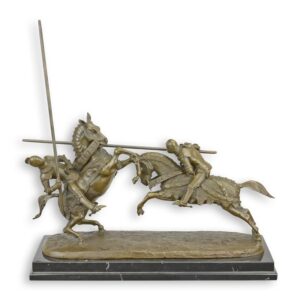 Einzigartige mittelalterliche Bronzeskulptur detaillierte Rittergruppe
