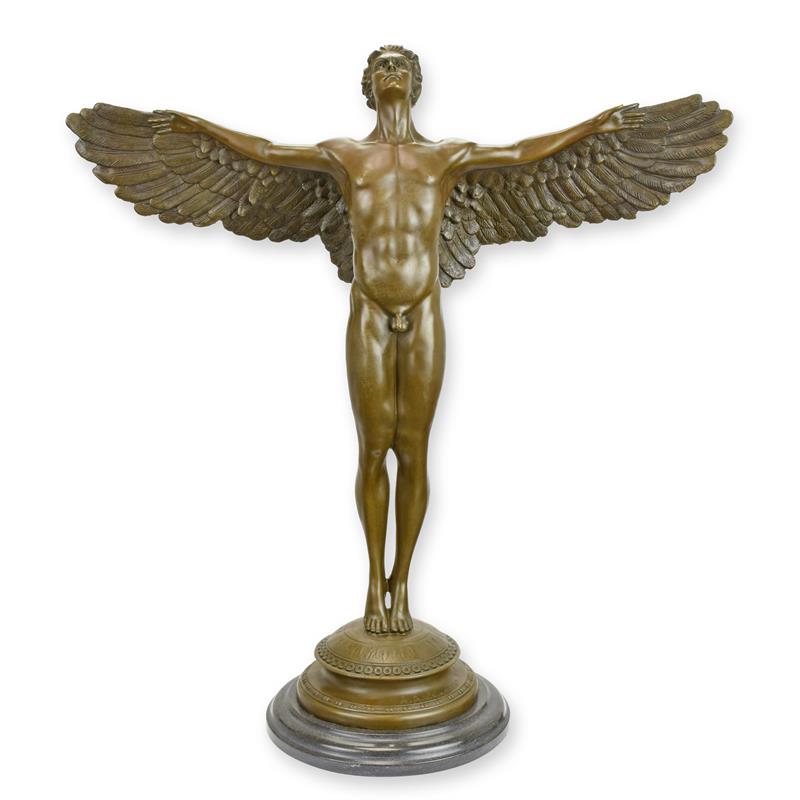Exquisite Geflügelte Bronze Ikarus Skulptur Einzigartige Kunststatue 2