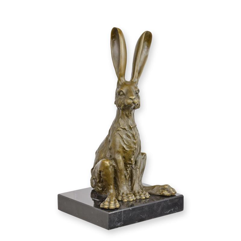 Elegante Bronzehasen Skulptur Detaillierte Figur mit stabilem Sockel 2