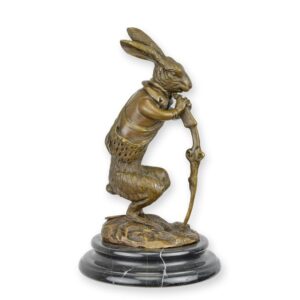 Detaillierte Bronze Tierfigur Jägerhase  Exklusive Hasenskulptur